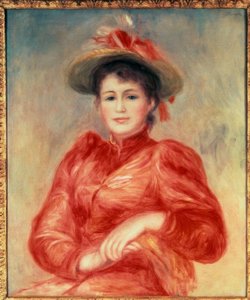 Kırmızı korsajlı genç kadın by Pierre-Auguste Renoir