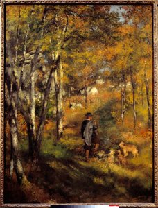 Jules Lecoeur ve köpekleri Fontainebleau ormanında. Pierre Auguste Renoir
