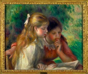 Okuma İki küçük kız okuyor - Pierre Auguste Renoir (1841-1919) 1892 Dim 0,55 x 0,65 m Paris Louvre müzesi Zorunlu söz: Bağış Helene ve Victor Lyon by Pierre Auguste Renoir