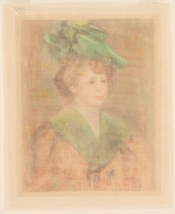Yeşil Şapkalı Bayan Mlle. Dieterle, 19. yüzyılın sonu - 20. yüzyılın başı. by Pierre Auguste Renoir