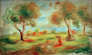 İnsanlarla Cagnes Sur-Mer yakınlarındaki manzara by Pierre Auguste Renoir
