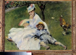 Madam Monet ve oğlu, Argenteuil'deki bahçede by Pierre Auguste Renoir