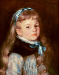 Mavi kurdele ile Matmazel Grimprel by Pierre Auguste Renoir