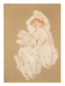 Anne ve Çocuk (Maternity) (tuval üzerine serilmiş kağıt üzerine sanguine ve beyaz tebeşir)