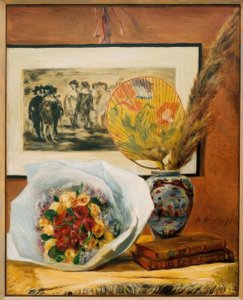 Bir buket ve bir yelpaze ile natürmort by Pierre Auguste Renoir