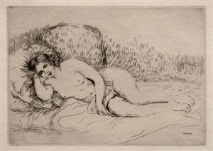 çıplak kadın uzanmış by Pierre Auguste Renoir
