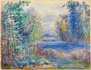 ""Paysage de riviere"" (Nehir Manzarası) Suluboya, Pierre Auguste Renoir (1841-1919) 1890 Dim 25.4x33.8 cm Albertina, Viyana by Pierre Auguste Renoir
