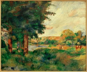 Uzun ağaçlar ile Ile de France manzara by Pierre Auguste Renoir
