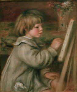 Claude Renoir tablosunun portresi. Claude şövale başında by Pierre Auguste Renoir