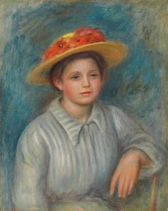 Çiçekli Şapkalı Kadın Portresi; Çiçekli Şapkalı Kadın Portresi, 1890 dolayları by Pierre Auguste Renoir