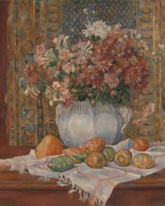 Çiçekler ve Dikenli Armutlarla Natürmort, 1885 dolayları (tuval üzerine yağlı boya) by Pierre Auguste Renoir