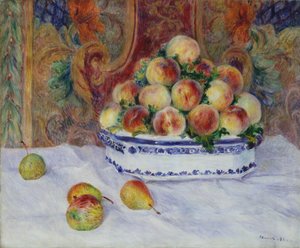 Şeftali ile Natürmort, 1881. by Pierre Auguste Renoir