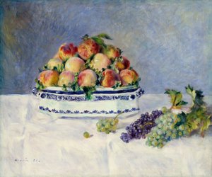 Şeftali ve Üzümlü Natürmort, 1881. by Pierre Auguste Renoir