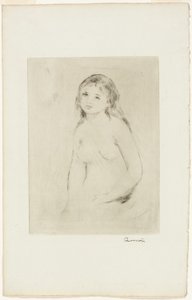 Kadın Yıkanan için Çalışma by Pierre Auguste Renoir