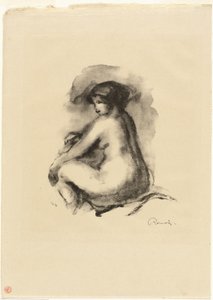 Oturan Çıplak Kadın Çalışması by Pierre Auguste Renoir