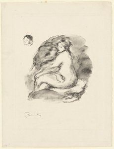 Oturan Çıplak Kadın Çalışması, varyant by Pierre Auguste Renoir