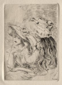 Hatpin (Berthe Morisot'un Kızı ve Kuzeni), 1. plaka by Pierre Auguste Renoir