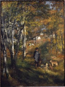 Ressam Jules Le Coeur, köpekleriyle Fontainebleau ormanında Pierre-Auguste Renoir (1841-1919) tarafından tablo 1866 Dim 105x79 cm Sao Paulo, Sanat Müzesi, Brezilya by Pierre Auguste Renoir