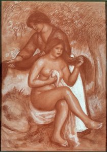 Yıkanan kişinin tuvaleti (Chalk et sanguine çizimi by Pierre Auguste Renoir