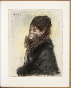 Örtülü kadın, c.1877-79 (tebeşir, pastel, kağıt) by Pierre Auguste Renoir