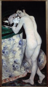 Genç çocuk kediye. Pierre Auguste Renoir