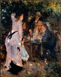 Çardak altında. Ressam Claude Monet, Alfred Sisley ve Norbert Goeneutte portreleri. Pierre Auguste Renoir