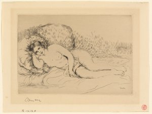 Kadın uzanmış, sola by Pierre Auguste Renoir
