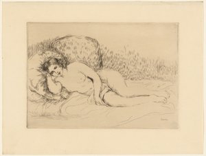 Kadın uzanmış, sola by Pierre Auguste Renoir