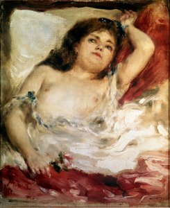 Kadın uzanır: gül. Resim Pierre Auguste Renoir (Pierre-Auguste) by Pierre Auguste Renoir