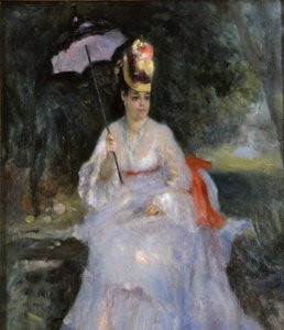 Bir bahçede oturan şemsiyeli kadın, 1872 by Pierre Auguste Renoir