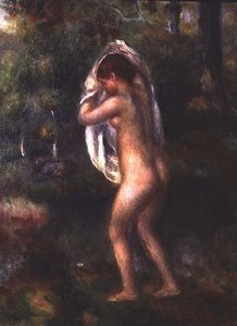 Genç Kız Soyunma (tuval üzerine yağlı boya) by Pierre Auguste Renoir