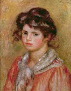 Beyaz Mendilli Genç Kız, 1907 dolayları by Pierre Auguste Renoir
