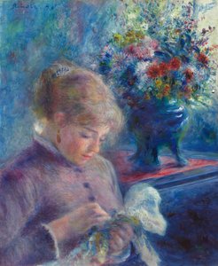 Genç Kadın Dikiş Dikiyor by Pierre-Auguste Renoir
