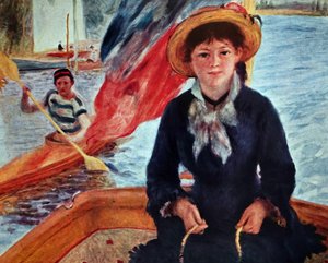 Teknede Genç Kadın (Lise Trehot) by Pierre Auguste Renoir