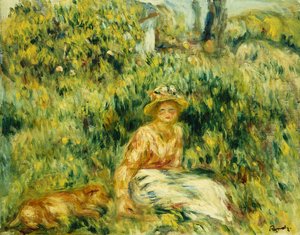 Bahçede Genç Kadın; Bahçedeki Genç Kadın, c.1916 by Pierre Auguste Renoir