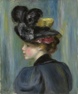 Siyah Şapkalı Genç Kadın; Siyah Şapkalı Genç Kadın, 1895 by Pierre Auguste Renoir