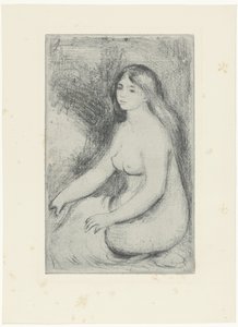 Oturan çıplak kadın baigneuse göt by Pierre Auguste Renoir