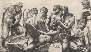 Bir Yemeği Bitiren Sekiz Satyre ve Satyresses, 1607-61. by Pierre Biard