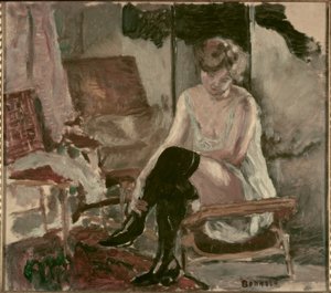 Genç bir kadının uzun şezlongunda çalışması by Pierre Bonnard