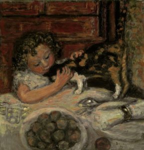 kedi ile küçük kız by Pierre Bonnard