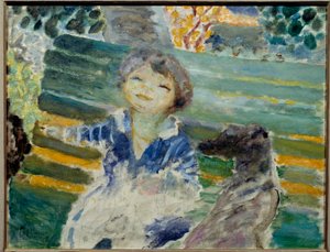 Köpekli Küçük Kız Tablosu Pierre Bonnard (1867-1947) 1930 Özel Koleksiyon by Pierre Bonnard