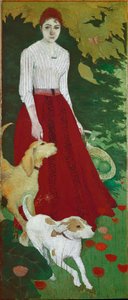 Bayan Andree Bonnard ve köpekleri (tuval üzerine yağlı boya by Pierre Bonnard