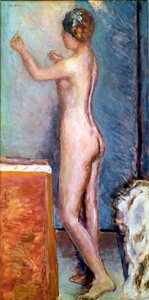 Pierre Bonnard (1867-1947) 1915 Solothurn, Silvan Kocher Koleksiyonu tarafından Mavi Arka Plan Üzerine Çıplak Tablo