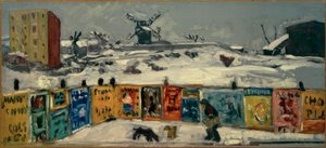 Palisade, posterler (Palisade posterlerle kaplı ve kar altında eski Montmartre değirmenleri) by Pierre Bonnard
