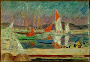 Saint-Tropez limanındaki yelkenli tekneler by Pierre Bonnard