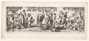 Bir Manzarada Dinlenen Silenus ve Çevresi by Pierre Brebiette