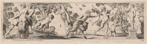 Bir Heykelde Satyr ve Merkür Vuruşu by Pierre Brebiette