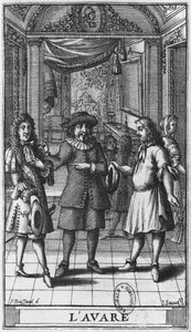 Harpagon olarak Moliere, Jean Sauve (fl.1660-91) baskı 1682 tarafından oyulmuş Moliere tarafından 