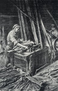 Peausserie, le corroyage: deri işçiliği, hayvan derilerinin daha dolgun bir şekilde yumuşatılması Pierre Calmette Koleksiyonundan Gravür ayrıcalıklı