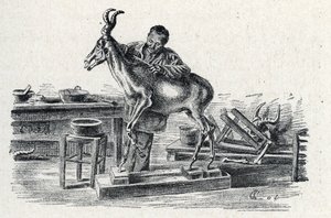 Tahnitçilik: Bir tahnitçi atölyesinde hartebeest doldurdu. Geziden Gravür a travers les metiers”, Pierre Calmette Koleksiyonu ayrıcalık